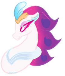 Size: 2266x2647 | Tagged: safe, artist:spacygalaxy, imported from derpibooru, queen novo, seapony (g4), my little pony: the movie, bust, collar, colored pupils, crown, digital art, eyelashes, female, jewelry, lidded eyes, looking at you, pink eyes, pink mane, regalia, simple background, smiling, smiling at you, solo, transparent background