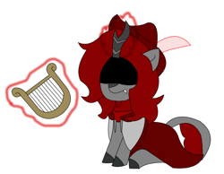 Size: 782x607 | Tagged: safe, artist:fsnyion, imported from derpibooru, oc, oc only, oc:shooting star, kirin, pony, pony town, bard, fantasy class, lyre, musical instrument, simple background, solo, terraria, white background