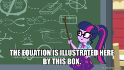 Size: 800x450 | Tagged: safe, edit, edited screencap, imported from derpibooru, screencap, sci-twi, twilight sparkle, human, equestria girls, equestria girls series, holidays unwrapped, spoiler:eqg series (season 2), caption, idiot box, image macro, spongebob squarepants, text, the cider louse fools