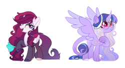 Size: 1280x698 | Tagged: safe, artist:auroranovasentry, imported from derpibooru, oc, oc:nightlight, oc:sapphire, alicorn, hybrid, base used, female, glasses, interspecies offspring, mare, offspring, parent:discord, parent:rarity, parent:twilight sparkle, parents:discolight, parents:raricord, simple background, transparent background