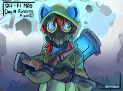 Size: 2700x2000 | Tagged: safe, artist:freak-side, imported from derpibooru, oc, pony, crossover, gas mask, gun, mask, roadside picnic, science fiction, solo, weapon