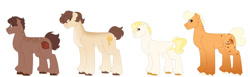 Size: 1280x394 | Tagged: safe, artist:itstechtock, imported from derpibooru, oc, oc only, oc:baguette, oc:banana bread, oc:pumpernickel, oc:sourdough, earth pony, pony, male, parent:puff pastry, parent:wetzel, simple background, stallion, white background