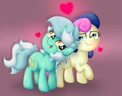 Size: 2885x2265 | Tagged: safe, artist:background basset, imported from derpibooru, bon bon, lyra heartstrings, sweetie drops, earth pony, pony, unicorn, adorabon, cute, daaaaaaaaaaaw, duo, duo female, female, happy, heart, lesbian, lyrabetes, lyrabon, open mouth, open smile, shipping, simple background, smiling