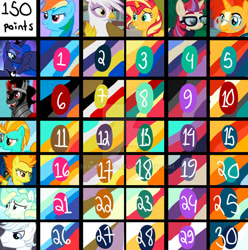 Size: 891x897 | Tagged: safe, artist:svnnysides, imported from derpibooru, double diamond, gilda, king sombra, lightning dust, moondancer, princess luna, rainbow dash, spitfire, sunburst, sunset shimmer, vapor trail, alicorn, griffon, pegasus, unicorn, equestria girls, breeding chart, grid, male