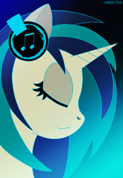 Size: 1754x2526 | Tagged: safe, artist:qnighter, imported from derpibooru, dj pon-3, vinyl scratch, pony, unicorn, bust, headphones, portrait, profile, solo