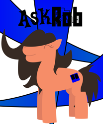 Size: 5867x7086 | Tagged: safe, artist:epsipeppower, imported from derpibooru, oc, oc only, oc:robertapuddin, pony, ^^, ask rob, eyes closed, happy, logo, messy mane, messy tail, solo, tail
