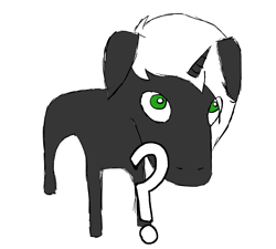 Size: 1667x1500 | Tagged: safe, artist:minxtaperino, imported from derpibooru, oc, oc only, oc:fading, dog, gray coat, green eyes, meme, simple background, solo, white background, white mane