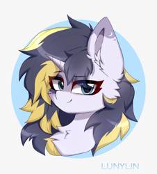 Size: 1448x1600 | Tagged: safe, artist:lunylin, imported from derpibooru, oc, oc only, oc:night, pony, unicorn, chest fluff, female, looking at you, smiling, solo