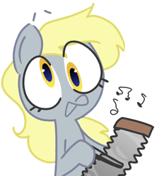 Size: 2232x2514 | Tagged: safe, artist:sundzy, imported from derpibooru, derpy hooves, pegasus, pony, derp, music notes, musical instrument, musical saw, simple background, solo, white background