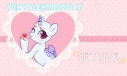 Size: 2000x1200 | Tagged: safe, artist:fenix-artist, imported from derpibooru, oc, oc only, alicorn, pony, alicorn oc, blowing a kiss, bust, commission, eyelashes, female, heart, horn, mare, one eye closed, smiling, solo, underhoof, valentine's day card, wings, wink, your character here