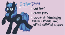 Size: 2048x1115 | Tagged: safe, artist:wonderwaifu, imported from derpibooru, oc, oc only, oc:stellar drift, earth pony, reference sheet, solo