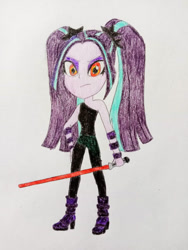Size: 828x1104 | Tagged: safe, artist:wildguardianangel31, imported from twibooru, aria blaze, equestria girls, boots, clothes, image, jedi, needs more jpeg, shoes, solo, star wars