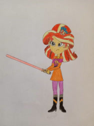Size: 828x1104 | Tagged: safe, artist:wildguardianangel31, imported from twibooru, sunset shimmer, equestria girls, image, jedi, needs more jpeg, solo, star wars