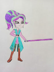 Size: 828x1104 | Tagged: safe, artist:wildguardianangel31, imported from twibooru, starlight glimmer, equestria girls, boots, clothes, image, jedi, needs more jpeg, shoes, solo, star wars