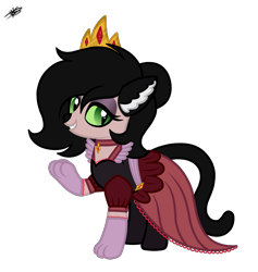 Size: 2875x3031 | Tagged: safe, artist:princessmoonsilver, imported from derpibooru, oc, oc only, oc:moira, cat, clothes, crown, dress, feline, gloves, jewelry, paws, queen, regalia, royalty, simple background, solo, transparent background