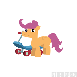 Size: 4167x4167 | Tagged: safe, artist:epsipeppower, imported from derpibooru, scootaloo, pegasus, pony, happy, lineless, scooter, simple background, solo, white background
