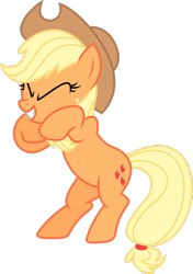 Size: 2057x2916 | Tagged: safe, artist:skie-vinyl, imported from derpibooru, applejack, earth pony, pony, apple family reunion, season 3, .svg available, applejack's hat, bipedal, cowboy hat, cute, eyes closed, female, hat, high res, jackabetes, mare, simple background, solo, transparent background, vector