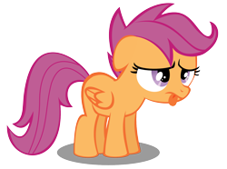 Size: 1732x1286 | Tagged: safe, artist:redtoxindash, imported from derpibooru, scootaloo, pegasus, pony, the cutie pox, :p, blank flank, female, filly, floppy ears, foal, folded wings, shadow, simple background, solo, tongue out, transparent background, vector, wings