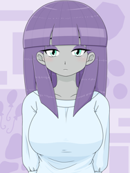 Size: 1668x2224 | Tagged: safe, artist:batipin, imported from derpibooru, maud pie, human, equestria girls, arm behind back, breasts, busty maud pie, clothes, female, looking at you, pajamas, solo