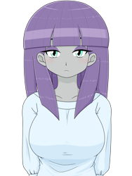 Size: 1668x2224 | Tagged: safe, alternate version, artist:batipin, imported from derpibooru, maud pie, human, equestria girls, arm behind back, breasts, busty maud pie, clothes, female, looking at you, simple background, solo, transparent background