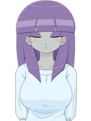 Size: 1668x2224 | Tagged: safe, alternate version, artist:batipin, imported from derpibooru, maud pie, human, equestria girls, arm behind back, breasts, busty maud pie, clothes, eyes closed, female, kissing, kissy face, looking at you, simple background, solo, transparent background