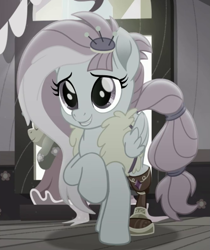 Size: 447x531 | Tagged: safe, imported from derpibooru, screencap, kerfuffle, pegasus, pony, rainbow roadtrip, cropped, cute, desaturated, female, fufflebetes, mare, solo