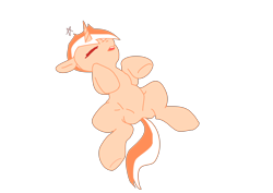 Size: 4960x3508 | Tagged: safe, artist:abzx, imported from derpibooru, oc, oc:祁夜, pony, unicorn, butt, ears back, eyes closed, horn, lying down, on back, plot, raised hoof, simple background, solo, transparent background, underhoof, unicorn oc