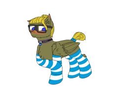 Size: 4000x3000 | Tagged: safe, artist:donnik, imported from derpibooru, oc, oc only, oc:donnik, pegasus, pony, blushing, chest fluff, clothes, collar, ear fluff, simple background, socks, solo, stockings, striped socks, thigh highs, transparent background