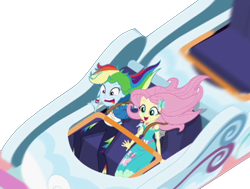 Size: 1430x1080 | Tagged: safe, artist:rarityvrymercollectiveoriginals, edit, edited screencap, imported from derpibooru, screencap, fluttershy, rainbow dash, human, equestria girls, equestria girls series, rollercoaster of friendship, background removed, geode of fauna, geode of super speed, magical geodes, not a vector, simple background, transparent background