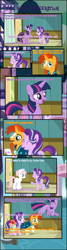 Size: 1755x6533 | Tagged: safe, artist:shootingstarsentry, imported from derpibooru, nurse redheart, starlight glimmer, sunburst, twilight sparkle, oc, oc:star curve, alicorn, pony, comic:the next generation, baby, baby pony, comic, flying, offspring, parent:starlight glimmer, parent:sunburst, parents:starburst, twilight sparkle (alicorn)