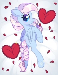 Size: 1000x1280 | Tagged: safe, artist:fenix-artist, imported from derpibooru, oc, oc only, pegasus, pony, body pillow, body pillow design, commission, eyelashes, female, heart, heart pillow, mare, pegasus oc, pillow, solo, underhoof, wings, ych result