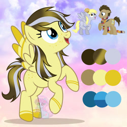Size: 1280x1280 | Tagged: safe, artist:shiee-artopia223, imported from derpibooru, derpy hooves, doctor whooves, time turner, earth pony, pegasus, pony, base used, clothes, eyelashes, female, fusion, male, mare, rearing, scarf, stallion