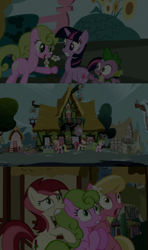 Size: 1280x2160 | Tagged: safe, edit, edited screencap, editor:jerryakiraclassics19, imported from twibooru, screencap, daisy, flower wishes, lily, lily valley, roseluck, spike, twilight sparkle, dragon, earth pony, pony, unicorn, bridle gossip, the cutie pox, the ticket master, 80s, female, flower, flower trio, image, male, mare, png, shocked, trio, unicorn twilight