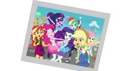 Size: 1920x1080 | Tagged: safe, artist:rarityvrymercollectiveoriginals, edit, edited screencap, imported from derpibooru, screencap, applejack, fluttershy, pinkie pie, rainbow dash, rarity, sci-twi, sunset shimmer, twilight sparkle, equestria girls, equestria girls series, rollercoaster of friendship, rarity peplum dress