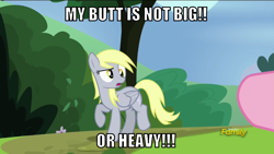 Size: 1066x600 | Tagged: safe, edit, edited screencap, editor:twi clown, imported from derpibooru, screencap, derpy hooves, pinkie pie, pegasus, pony, rock solid friendship, caption, female, image macro, mare, text