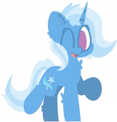 Size: 2004x2091 | Tagged: safe, artist:moonydusk, imported from derpibooru, trixie, pony, unicorn, female, looking at you, mare, one eye closed, open mouth, open smile, raised hoof, simple background, smiling, solo, white background, wink