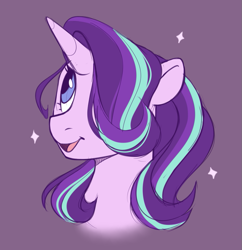 Size: 855x884 | Tagged: safe, artist:crimmharmony, imported from derpibooru, starlight glimmer, pony, unicorn, bust, cute, female, glimmerbetes, hair over one eye, mare, portrait, purple background, simple background, solo