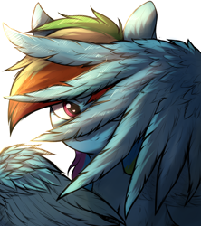 Size: 2400x2700 | Tagged: safe, artist:tatykin, imported from derpibooru, rainbow dash, pegasus, pony, bust, covering face, feather, female, heart eyes, hiding behind wing, mare, simple background, smiling, solo, spread wings, white background, wingding eyes, wings