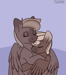 Size: 2020x2288 | Tagged: safe, artist:buy_some_apples, imported from derpibooru, oc, pegasus, pony, eyes closed, female, hug, mother and child, mother and daughter