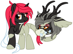 Size: 1226x906 | Tagged: safe, artist:lupulrafinat, imported from derpibooru, oc, oc only, cow plant pony, monster pony, original species, plant pony, augmented, augmented tail, bedroom eyes, closed species, eyelashes, female, horn, makeup, mare, plant, raised hoof, simple background, solo, tail, transparent background