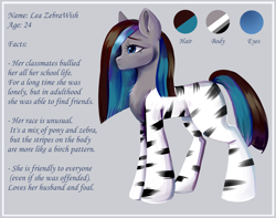 Size: 2900x2280 | Tagged: safe, artist:ske, imported from derpibooru, oc, oc only, earth pony, hybrid, original species, pony, zebra, zony, reference, solo