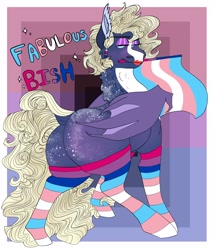 Size: 2212x2586 | Tagged: safe, artist:inisealga, imported from derpibooru, oc, oc only, oc:monsoon nixie, bisexual pride flag, butt, clothes, commission, female, mare, plot, pride, pride flag, pride month, socks, transgender, transgender pride flag, ych result