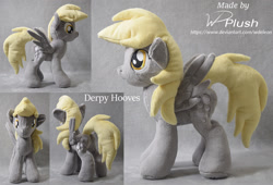 Size: 1307x888 | Tagged: safe, artist:wdeleon, imported from derpibooru, derpy hooves, pegasus, pony, commission, female, irl, mare, photo, photography, plushie, solo, spread wings, standing, wings