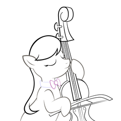 Size: 2048x2048 | Tagged: safe, artist:alixnight, imported from derpibooru, octavia melody, earth pony, pony, bipedal, cello, eyes closed, inkscape, lineart, musical instrument, simple background, solo, vector, white background