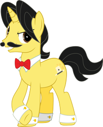 Size: 2243x2761 | Tagged: safe, artist:tmntmlp4ever2000, imported from derpibooru, oc, oc:hocus pocus, pony, unicorn, bowtie, facial hair, male, moustache, simple background, solo, stallion, transparent background