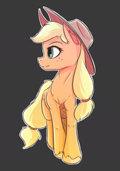 Size: 1397x1998 | Tagged: safe, artist:ikarooz, imported from derpibooru, applejack, earth pony, pony, black background, chest fluff, ear fluff, female, mare, profile, simple background, solo, unshorn fetlocks