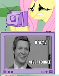 Size: 500x642 | Tagged: safe, imported from derpibooru, fluttershy, human, pegasus, pony, black and white, crying, death, eduard khil, exploitable meme, female, grayscale, irl, irl human, meme, monochrome, my little brony, never forget, obligatory pony, op is a slowpoke, photo, rest in peace, sad, slowpoke, trololo, tv meme, watermark