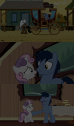 Size: 1280x2160 | Tagged: safe, edit, edited screencap, editor:jerryakiraclassics19, imported from twibooru, screencap, blues, noteworthy, sweetie belle, earth pony, pony, unicorn, for whom the sweetie belle toils, over a barrel, '90s, 80s, carriage, female, filly, image, male, png, stallion