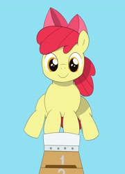 Size: 2476x3448 | Tagged: safe, artist:toryu137, imported from derpibooru, apple bloom, earth pony, pony, female, filly, foal, simple background, smiling, solo, vaulting box