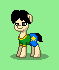 Size: 59x70 | Tagged: safe, artist:dematrix, imported from derpibooru, earth pony, pony, pony town, clothes, colt, foal, green background, mail (upin ipin), male, pixel art, ponified, simple background, solo